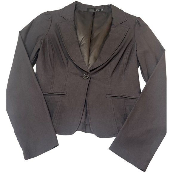 Have Brand Solid Gray Blazer Jacket Long Sleeve Cotton Blend Women's Size M - Picture 14 of 16